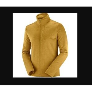 Salomon NEW Mens Large Gold Transition Half Zip Mid Fleece Jacket Hiking Outdoor